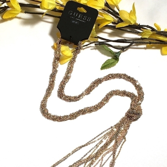 𝅺3/$29! GUESS Twisted Multi-Chain Tassel Necklace - Picture 7 of 8